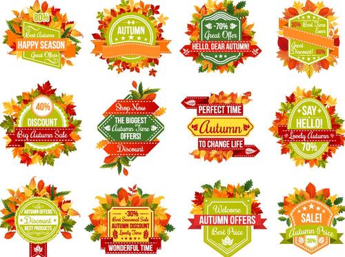 Autumn sale labels vectors set