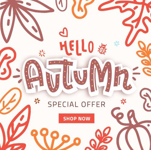 Autumn sepcial offer shop now poster vector