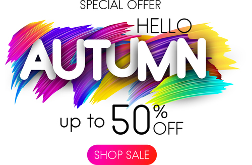 Autumn special offer with paint background vector 01