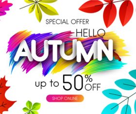 Autumn special offer with paint background vector 02