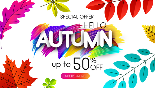 Autumn special offer with paint background vector 02