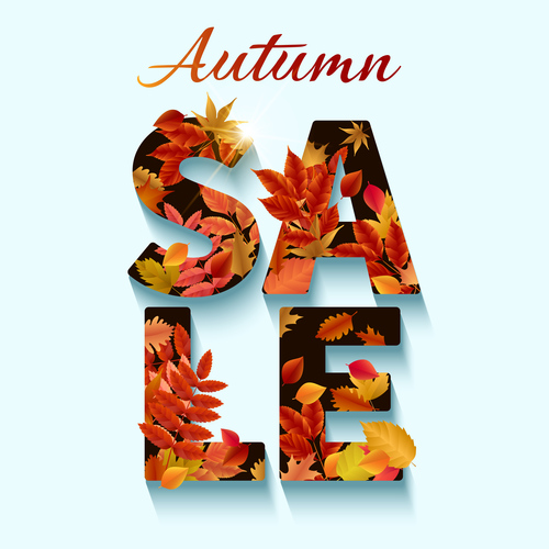 Autumn styles sale text design vector 01
