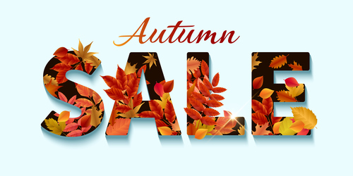 Autumn styles sale text design vector 02