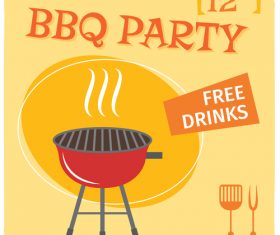 BBQ party poster template vector design
