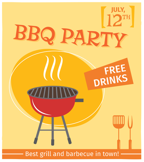 BBQ party poster template vector design