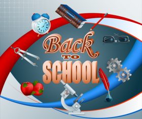Back to school background with red apple vector