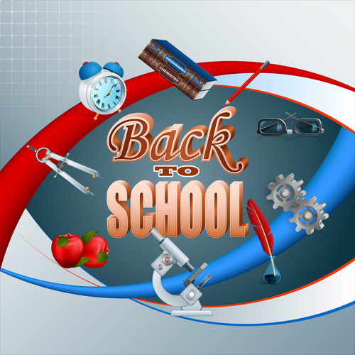 Back to school background with red apple vector