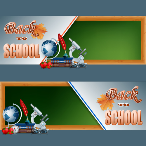 Back to school banners with autumn leaves vector