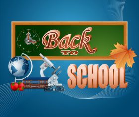 Back to school with blue autumn background verctor 01