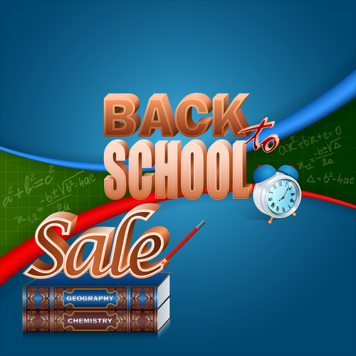 Back to school with blue background vector 03