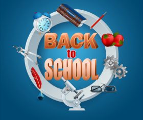 Back to school with blue background vector 05