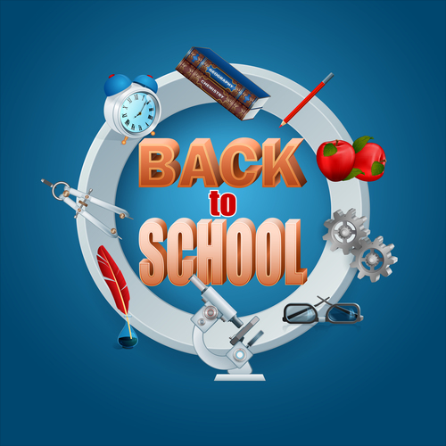 Back to school with blue background vector 05