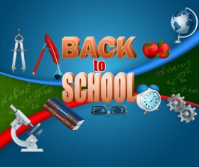 Back to school with blue background vector 06