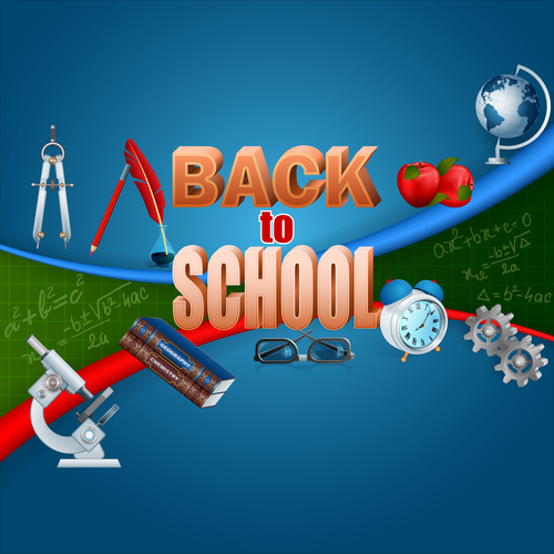 Back to school with blue background vector 06