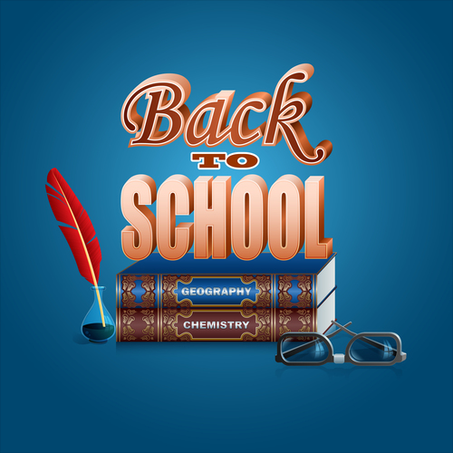 Back to school with blue background vector 07