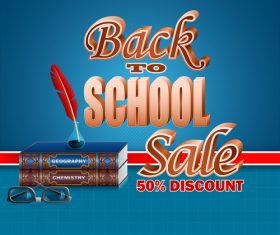 Back to school with blue background vector 08