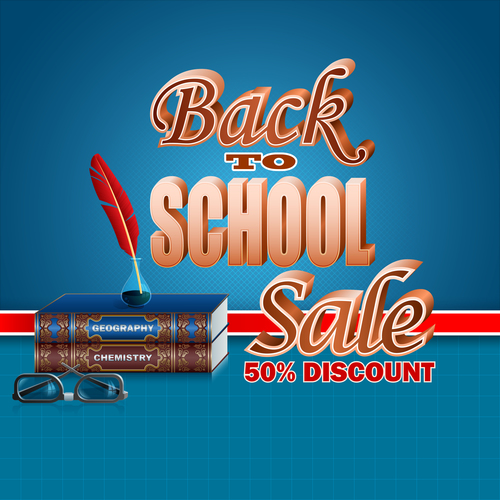 Back to school with blue background vector 08