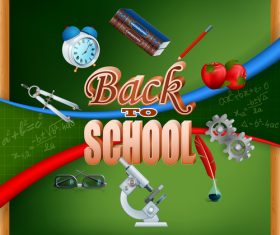 Back to school with green blackboard background vector