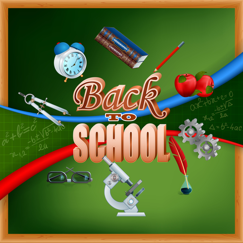 Back to school with green blackboard background vector