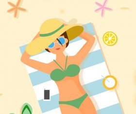 Beach beach swimsuit girl vacation design vector