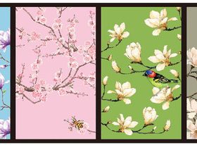 Beautiful flower and bird figure decorative painting vector material