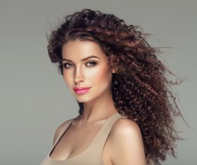 Beautiful girl portrait with long wavy hair Stock Photo 01