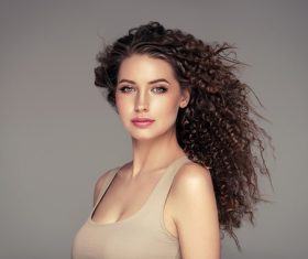 Beautiful girl portrait with long wavy hair Stock Photo 03