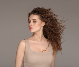 Beautiful girl portrait with long wavy hair Stock Photo 04