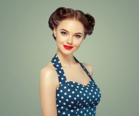 Beautiful girl with retro hairstyle Stock Photo 01