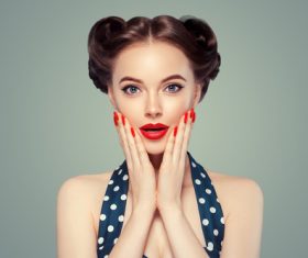 Beautiful girl with retro hairstyle Stock Photo 02