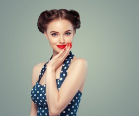 Beautiful girl with retro hairstyle Stock Photo 04