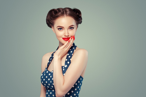 Beautiful girl with retro hairstyle Stock Photo 04