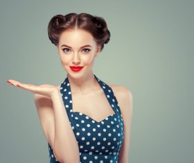 Beautiful girl with retro hairstyle Stock Photo 05