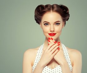 Beautiful girl with retro hairstyle Stock Photo 06