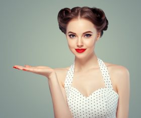 Beautiful girl with retro hairstyle Stock Photo 07