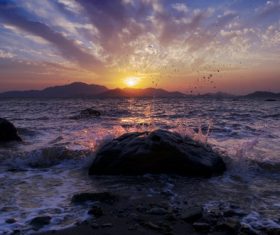 Beautiful view at dusk Stock Photo 05