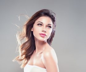 Beautiful woman wearing white tube dress Stock Photo 01