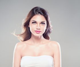 Beautiful woman wearing white tube dress Stock Photo 03
