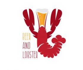 Beer with lobster chef vectors background