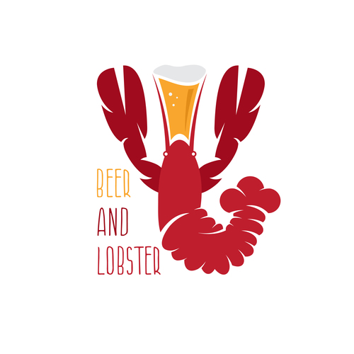 Beer with lobster chef vectors background