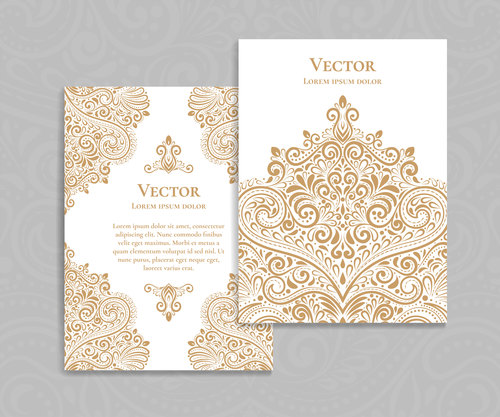 Beige decorative pattern cover template vector 09