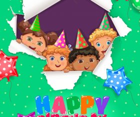 Birthday greeting card vector material