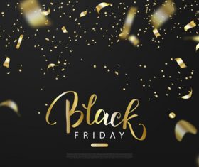 Black firday sale background with golden confetti vector