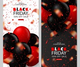 Black firday sale banners with red black balloons vector 02