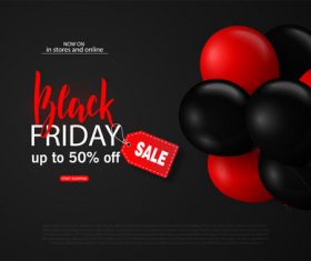 Black firday sale poster with red black balloon vector 01