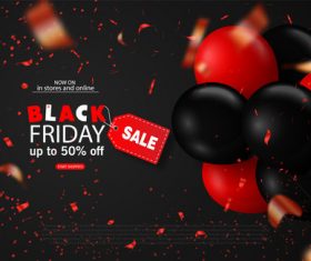 Black firday sale poster with red black balloon vector 02