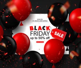 Black firday sale poster with red black balloon vector 03