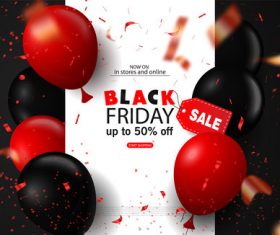 Black firday sale poster with red black balloon vector 05