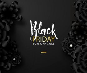 Black firday sale poster with ribbon flower vector 06