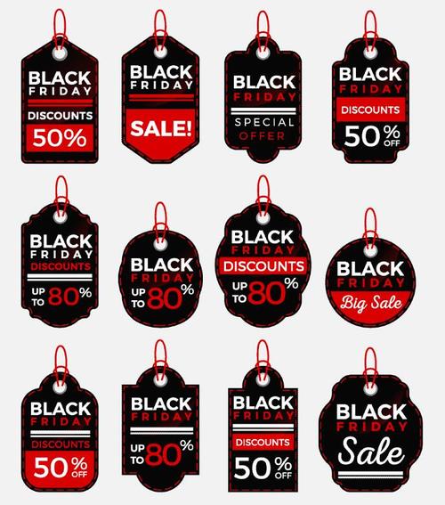 Black firday sale tags vectors 02